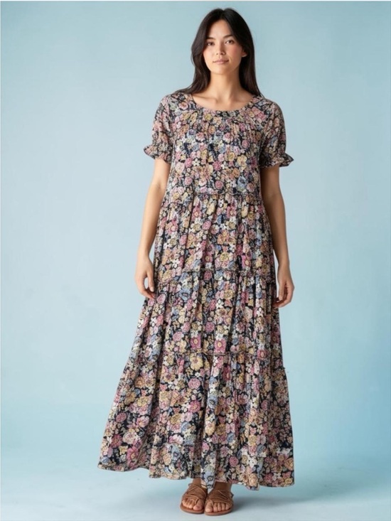NATURAL LIFE Dresses & Skirts - Natural Life Prairie Floral Maxi Dress Short Sleeve Size Small